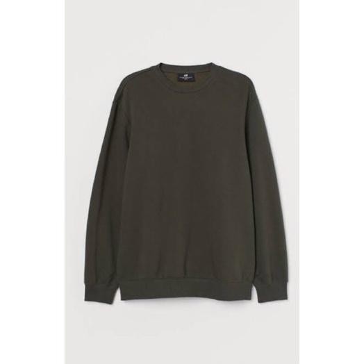 Crewneck Sweater H&M Full Basic Colour HM Sweatshirt HNM Polos-HIJAU ARMY