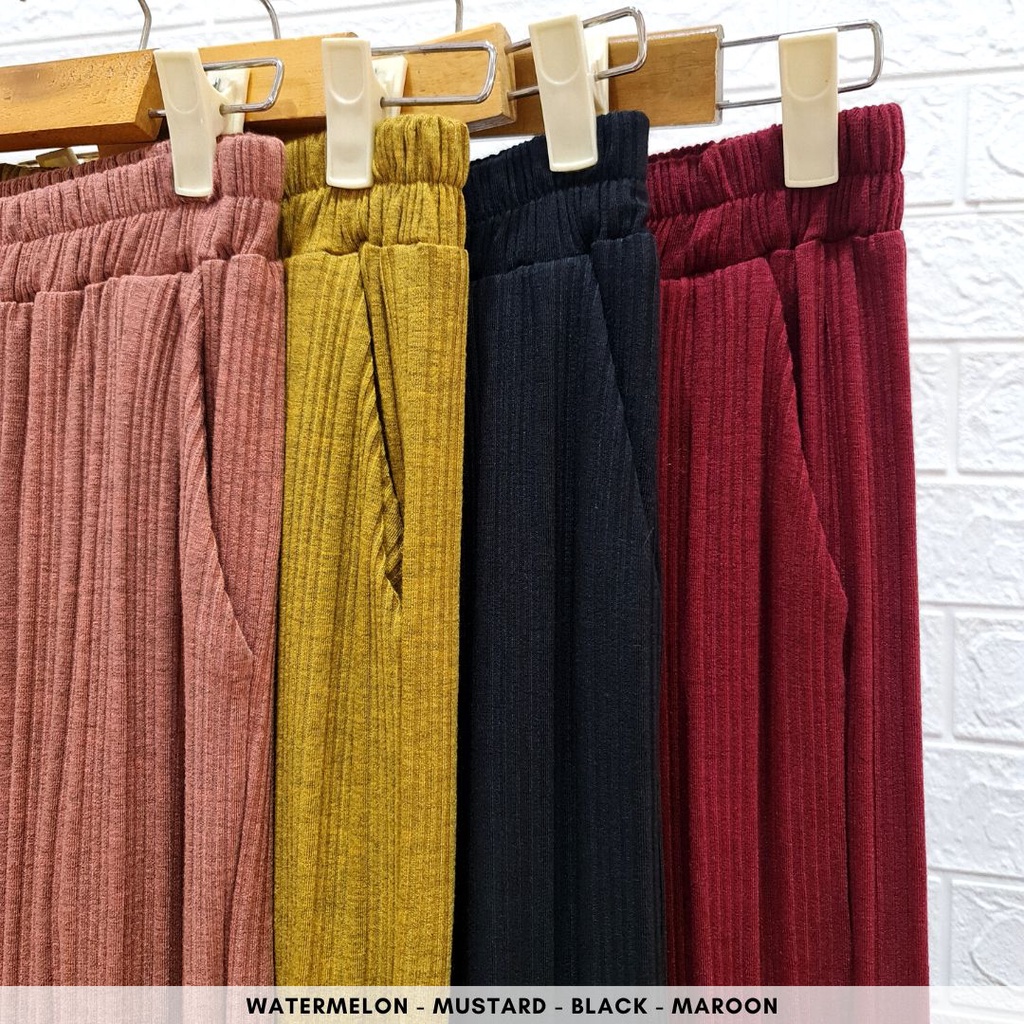 ready 4436 tuesday knit pants culottes polos bahan rib knit premium bigsize