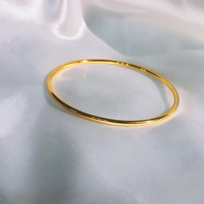 Gelang Titanium Asli Wanita Anti Karat Lapis Emas 18K Premium Sederhana Korea Aksesoris Perhiasan