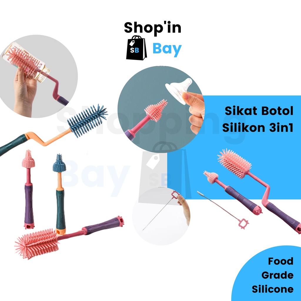 [SB] Bottle Brush Siliicone Set 3 in 1 Sikat Botol Bayi Silikon / Sikat Botol Silikon 3 in 1