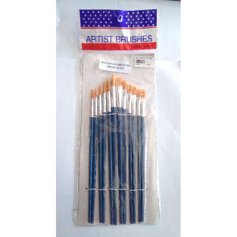 Mix Flat &amp; pointed Tip Brush (isi 12)