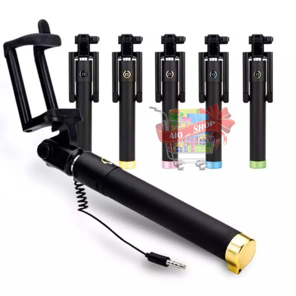 AIO SHOP-Tongsis Selfie Kabel Lipat Tombol Stick Holder Narsis Gagang