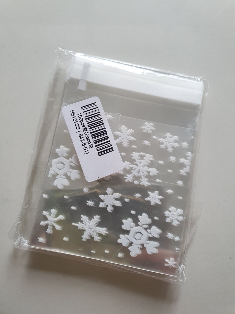 100pcs Christmas Snowflake Cookie Bags Plastic Sweet Gift