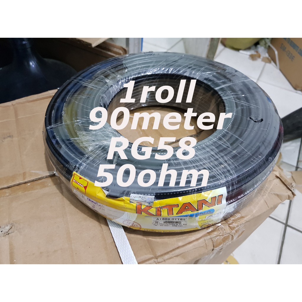 Kabel coaxial RG58 KITANI 50 Ohm 90 meter 1 roll