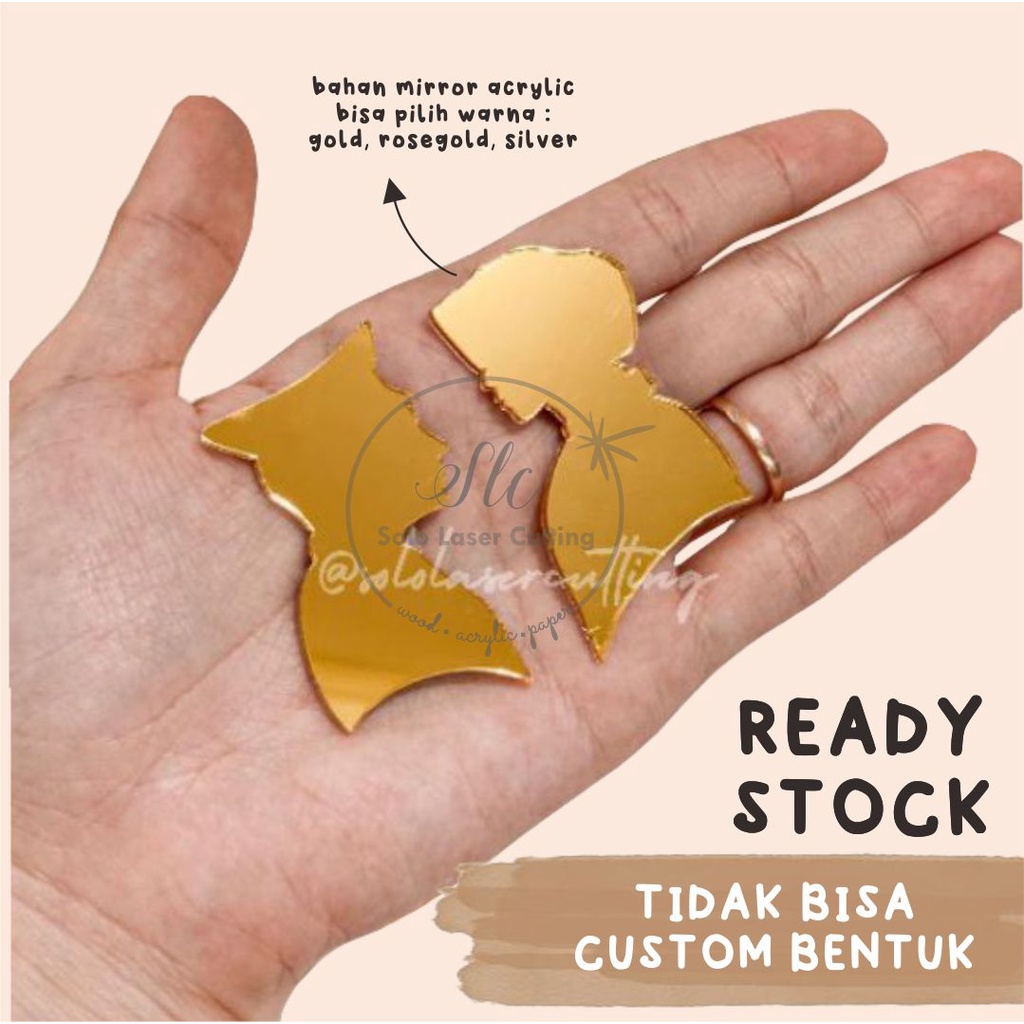 Siluet Couple Profesi Polisi Akrilik MIRROR GOLD / ROSEGOLD / SILVER HIASAN MAHAR