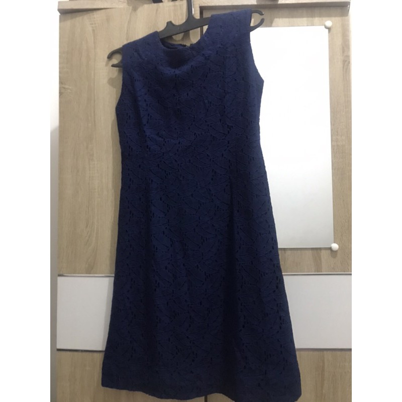 dress brokat navy