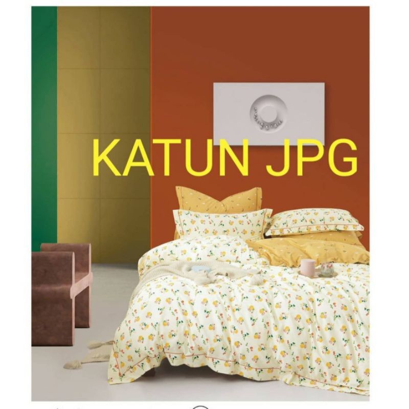 Seprei Katun Jepang motif bunga kuning kecil