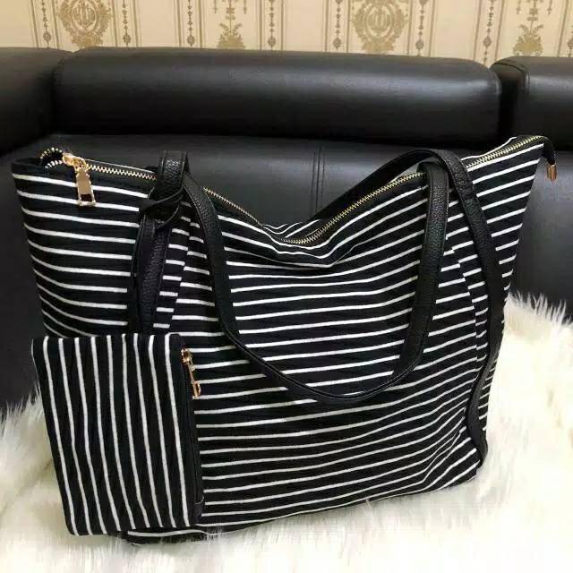 Fashion Totally Strip Kecil Garis Stripe Small Set Pouch