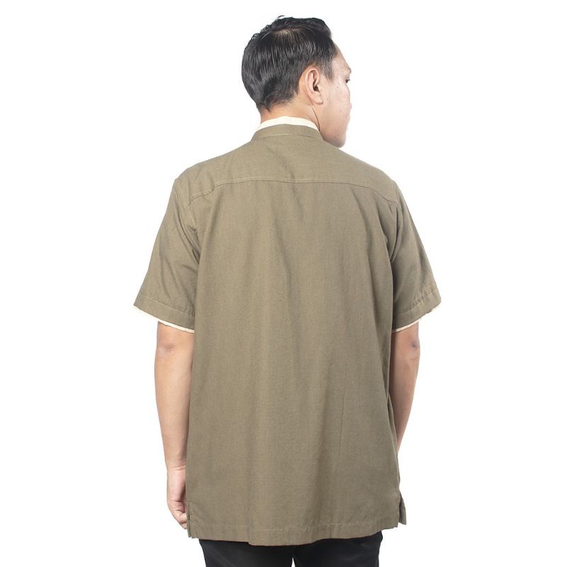 Zoya Atasan Kemeja Pria Baju Koko Hijau Hazra