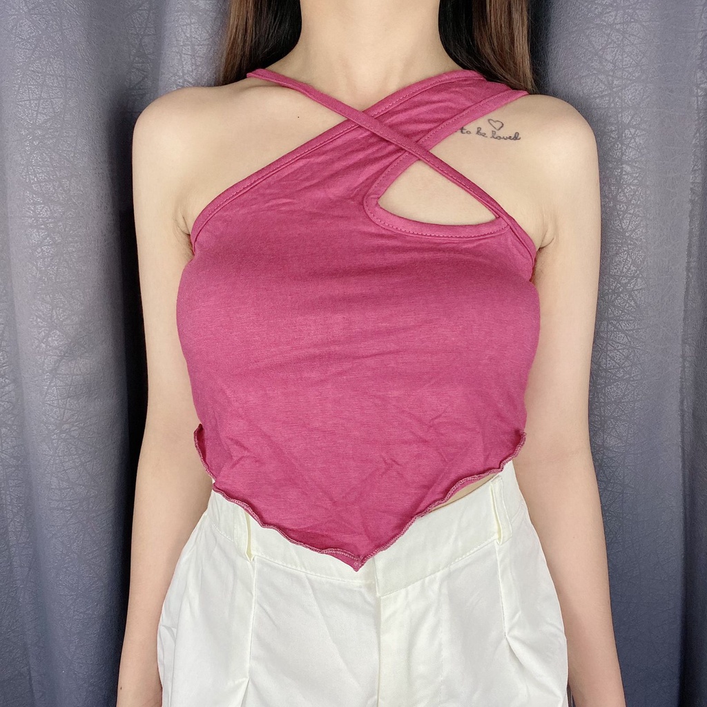 Vimel Collection - Tanktop Halter Cross Neck Neci / Tanktop Wanita / Tanktop Cross / Tanktop Korean Style