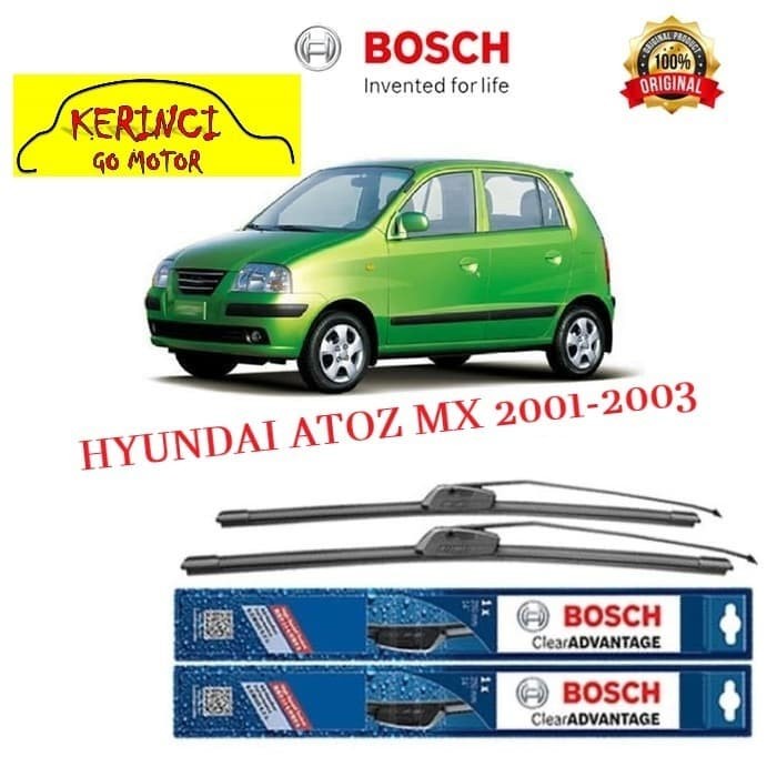 WIPER BOSCH CLEAR ADVANTAGE HYUNDAI ATOZ MX 2001-2003 20&quot; &amp; 16&quot; SET