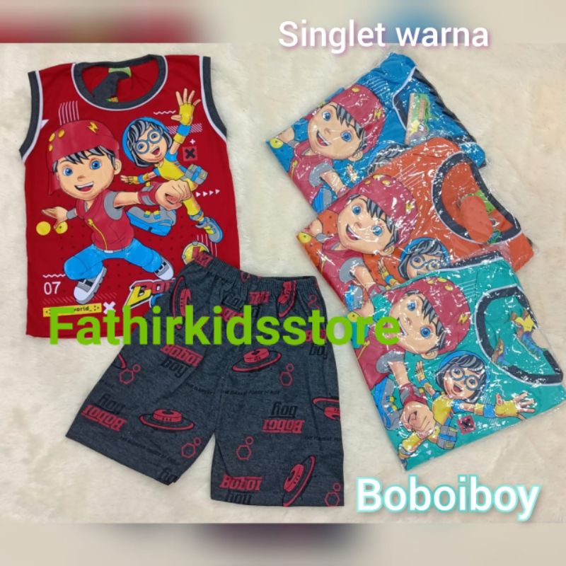 SETELAN KUTUNG/SINGLET ANAK KARAKTER BOBOIBOY