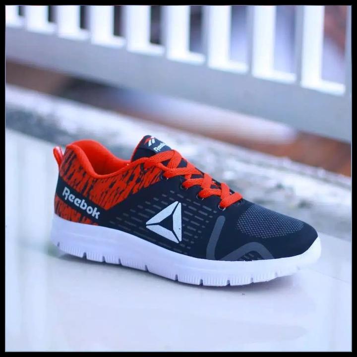 Sepatu Olahraga Pria Cowok Cowo Sekolah Sport Kets Lari Hitam Merah