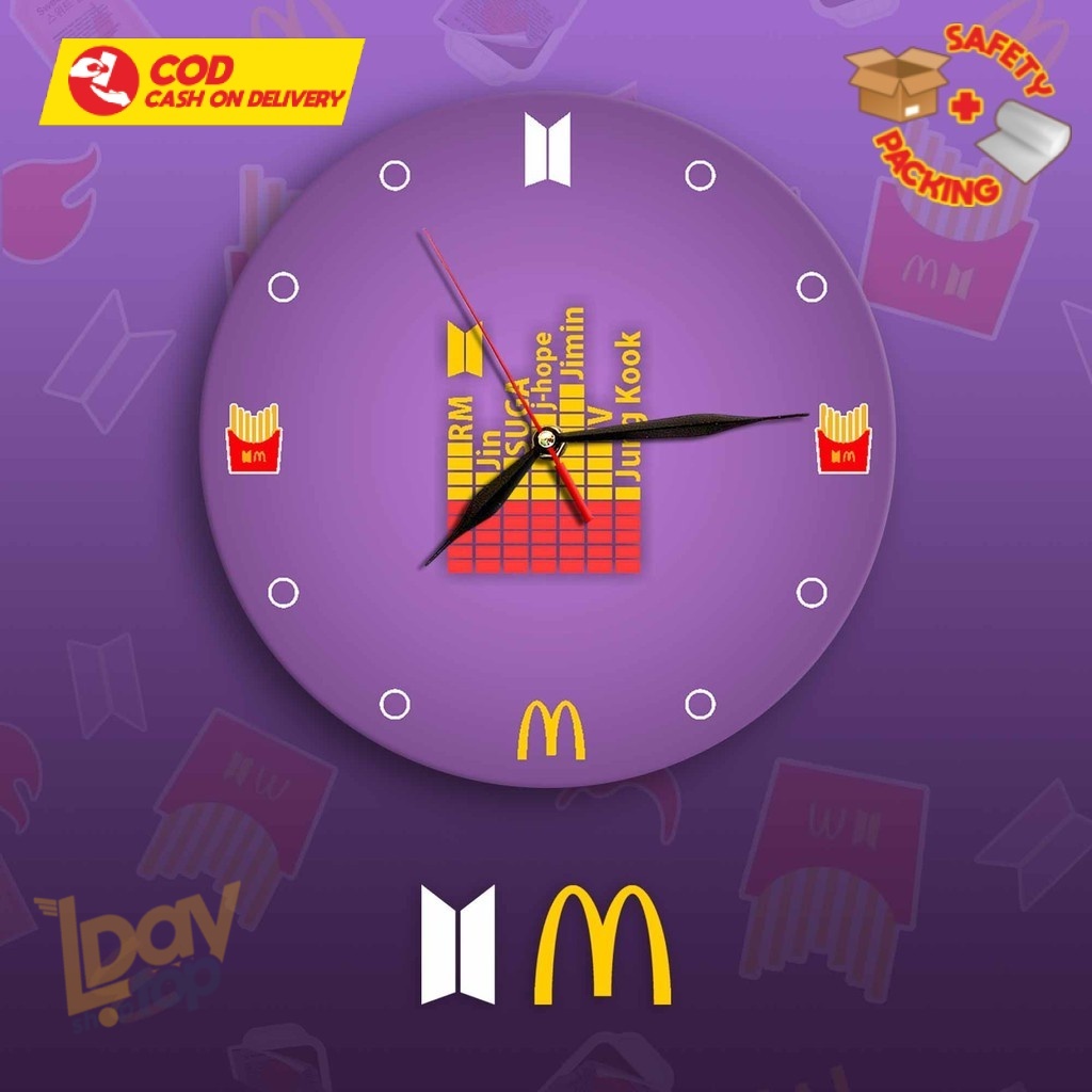 Jam Dinding Kayu MDF BTS - BTS MEAL MCD