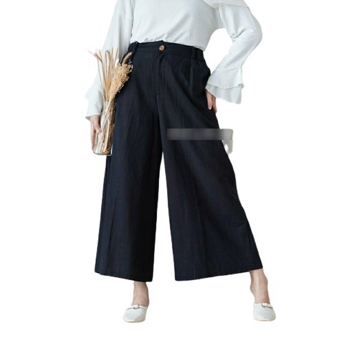 KULOT PANJANG WANITA - ELAINE CULLOTE PANT KATUN RAMI RESLETING DEPAN - CELANA PANJANG WANITA MURAH '-6