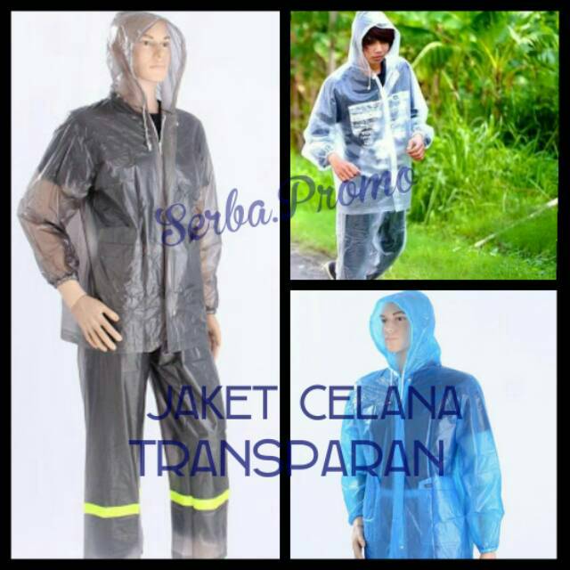 1Kg Muat 2pcs Jaket Celana Transparan  Warna Jas Hujan 