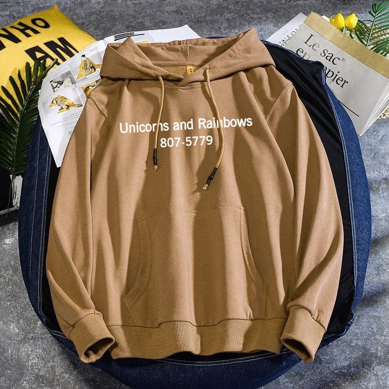 HOODIE CASUAL UNISEX WANITA PRIA ALA KOREA UNICORNS AND RAINBOWS FLEECE TEBAL MURAH HALUS TERBARU'