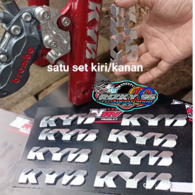 stiker emblem logo 1set KYB Zeto 3ili almunium asli /stiker shock depan kyb/ emblem shock depan kyb 