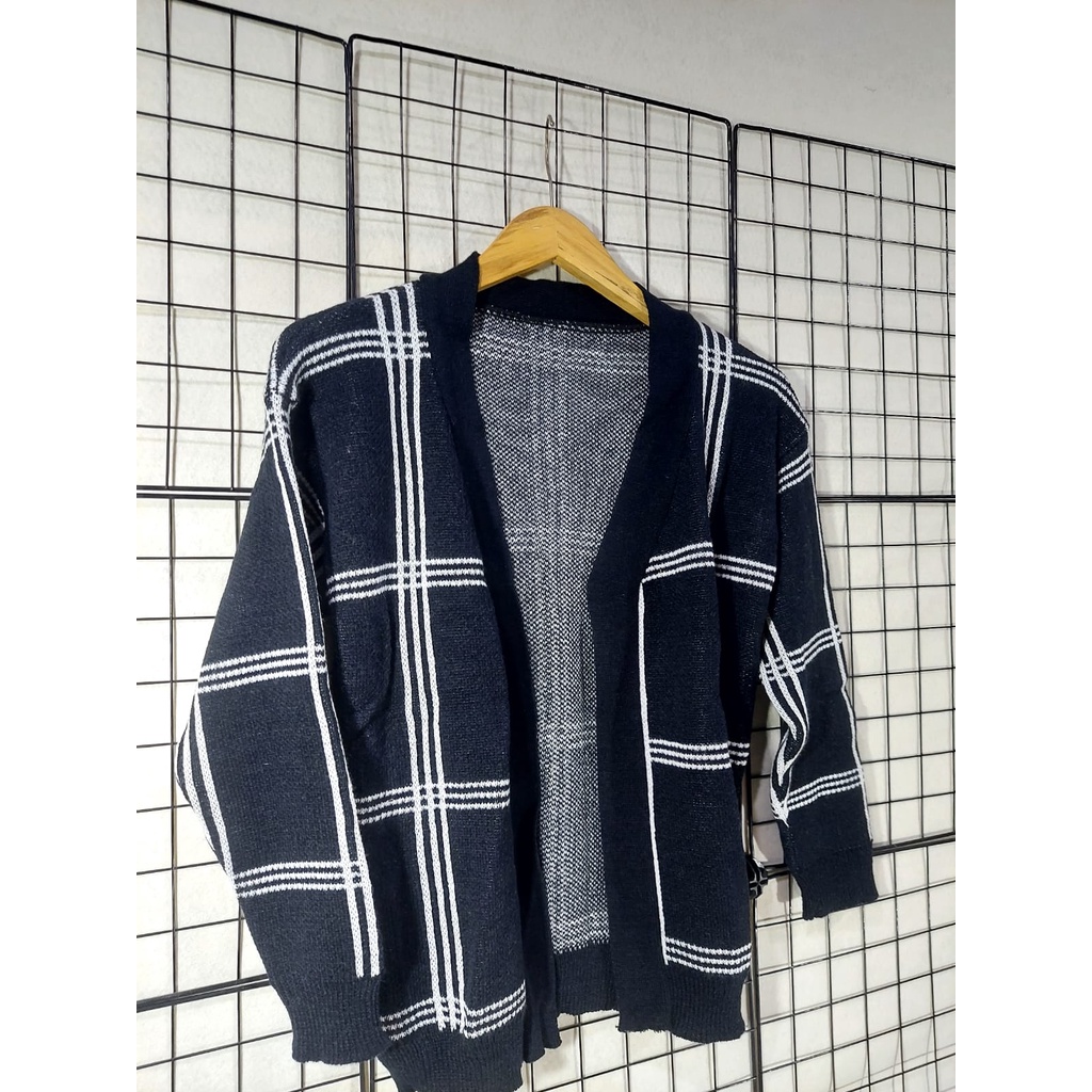 [PREMIUM] KNIT CARDI CARDIGAN RAJUT MOTIF KOTAK