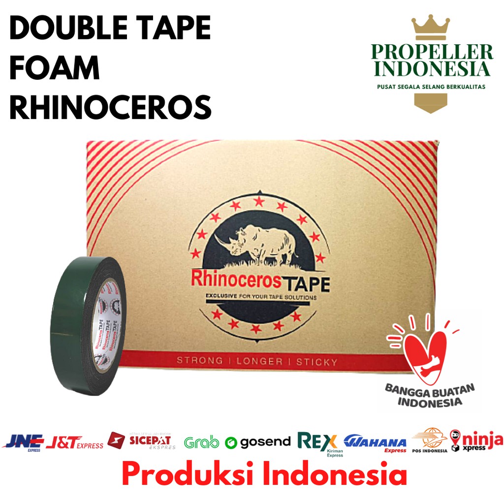 Double Tape Busa Foam Hijau RHINOCEROS Tape 24mm x 5m @108Pcs/Dus