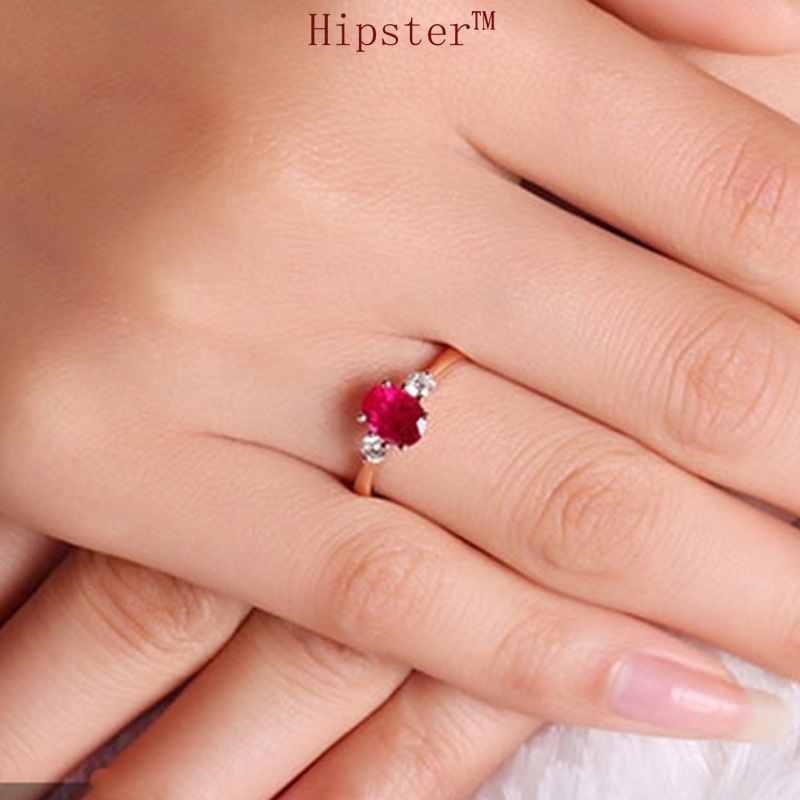 Classic Fashion Trend Light Luxury Ruby Diamond-Studded Ring