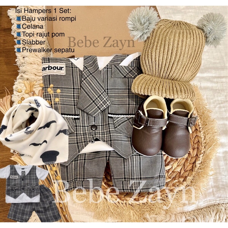 {BEBE ZAYN} Hampers baby/ hampers bayi/ baby gift/ kado bayi/ baby newborn/ Baby Boy/ Baby Boy Set-Tuxedo Spoiler Grey