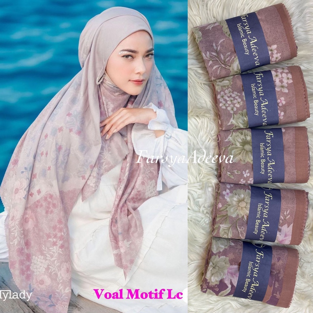 Kerudung segiempat motif terbaru segiempat motif deenay kw bahan voal grosir segiempat motif termurah Safa Hijab-ALAMANDA PEACH