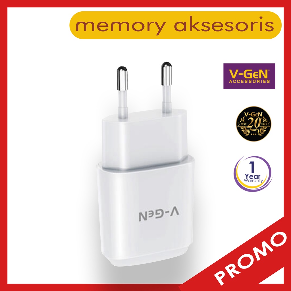 Adaptor Charger V-GeN VTC2-16 AUTO ID 2.1A Dual port Travel Charger VGEN