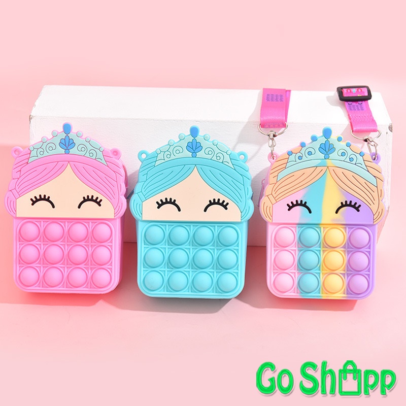 Tas Pop it Anak Karakter Princes Import - Tas Selempang Anak Karakter Unicorn Lucu - Tas Pop It Terbaru Import - Tas Anak Lucu Pop It Fidget Toys [JL18]