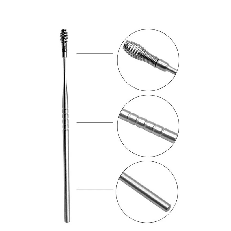 [Men &amp; Women Portable Stainless Steel Spiral Ear Pick Spoon] [Personal Health Care Tools]