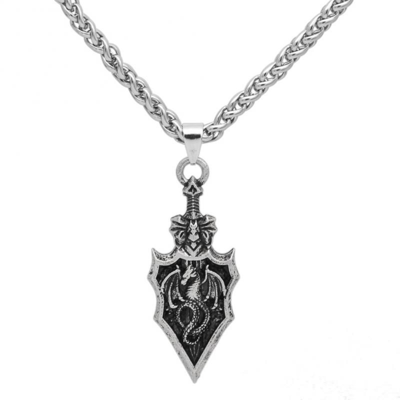 Kalung Tali Dengan Liontin Bentuk Sayap Salib Kuno Untuk Pria