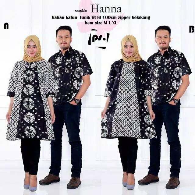 Couple Tunik Hanna Monokrom Jumputan Batik Super Duper Keceh Buat Ngantor, Seragaman, Kondangan 😍