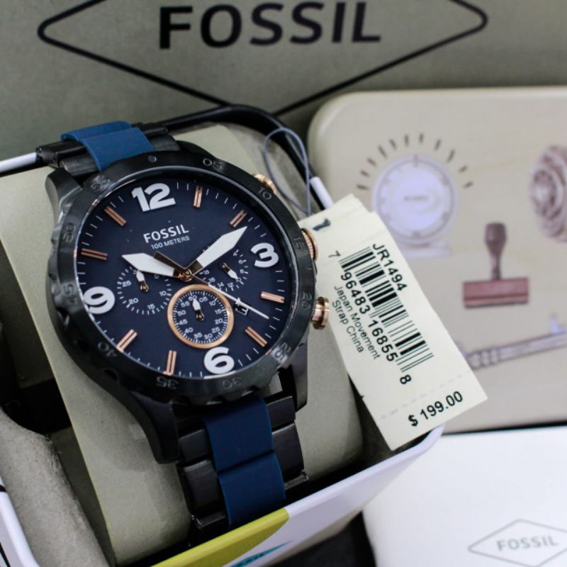 JAM TANGAN PRIA WANITA | RANTAI | KULIT | KARET | MURAH | - FOSSIL NATE JR 1494 ORIGINAL TINBOX