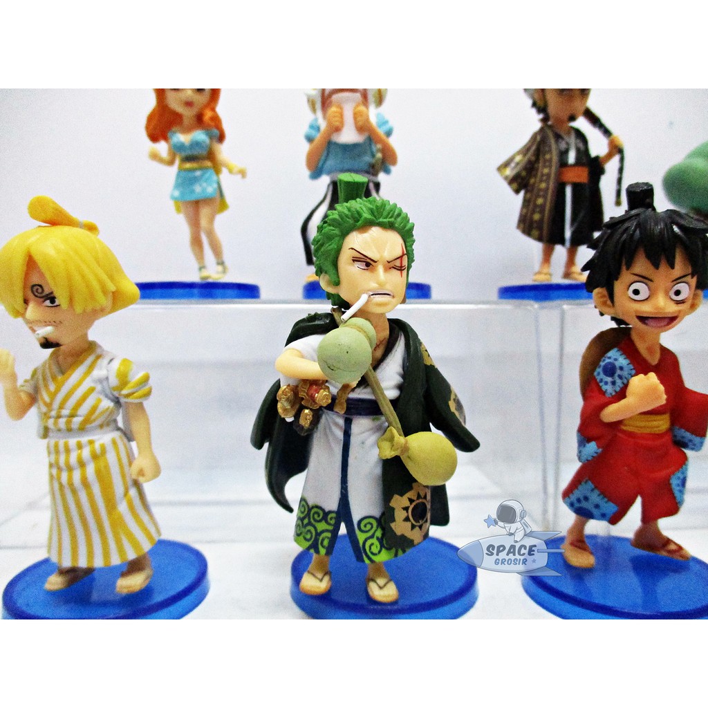 Action Figure One Piece Arc Wano Wcf Kws Luffytaro Sangoro Zorojuro set 10 pcs