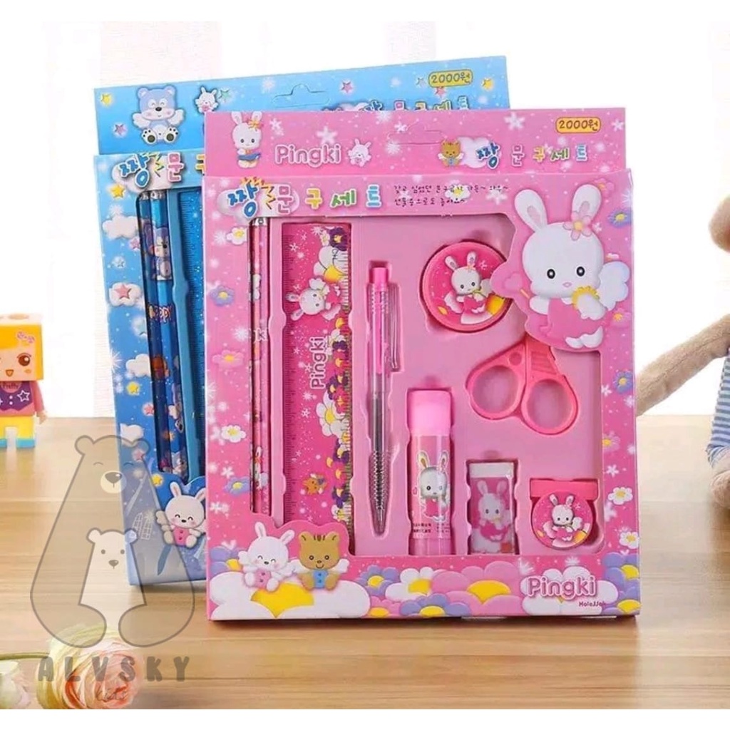 ALAT TULIS PENSIL SET ANAK 10 IN 1 KARAKTER LUCU STATIONERY SOUVENIR / ALAT TULIS SEKOLAH