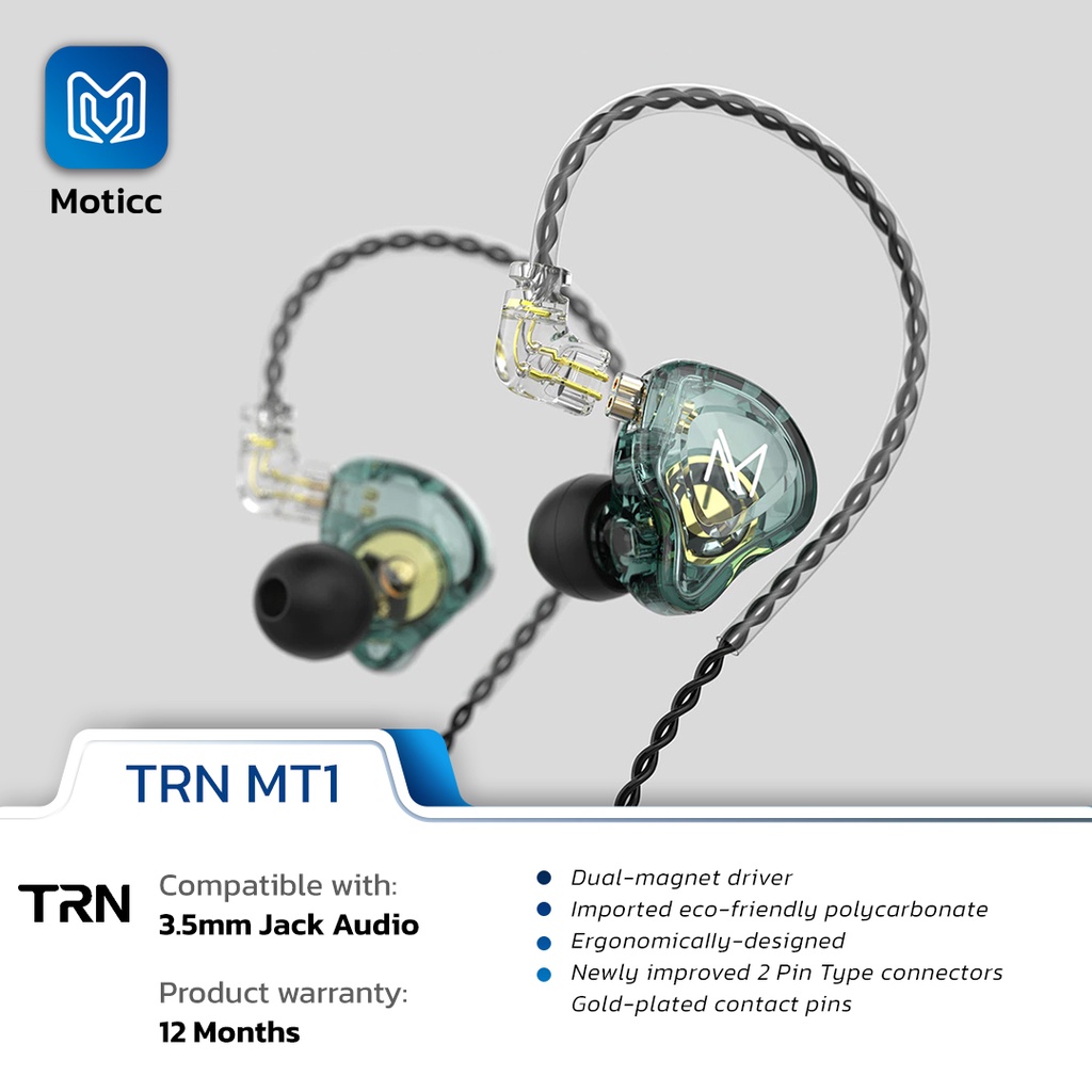 [GARANSI 1 TAHUN] TRN MT1 DYUAMIC WITH MIC EARPHONE SINGLE “DYUAMIC” DRIVER HIFI ALTERNATIF KZ EDX