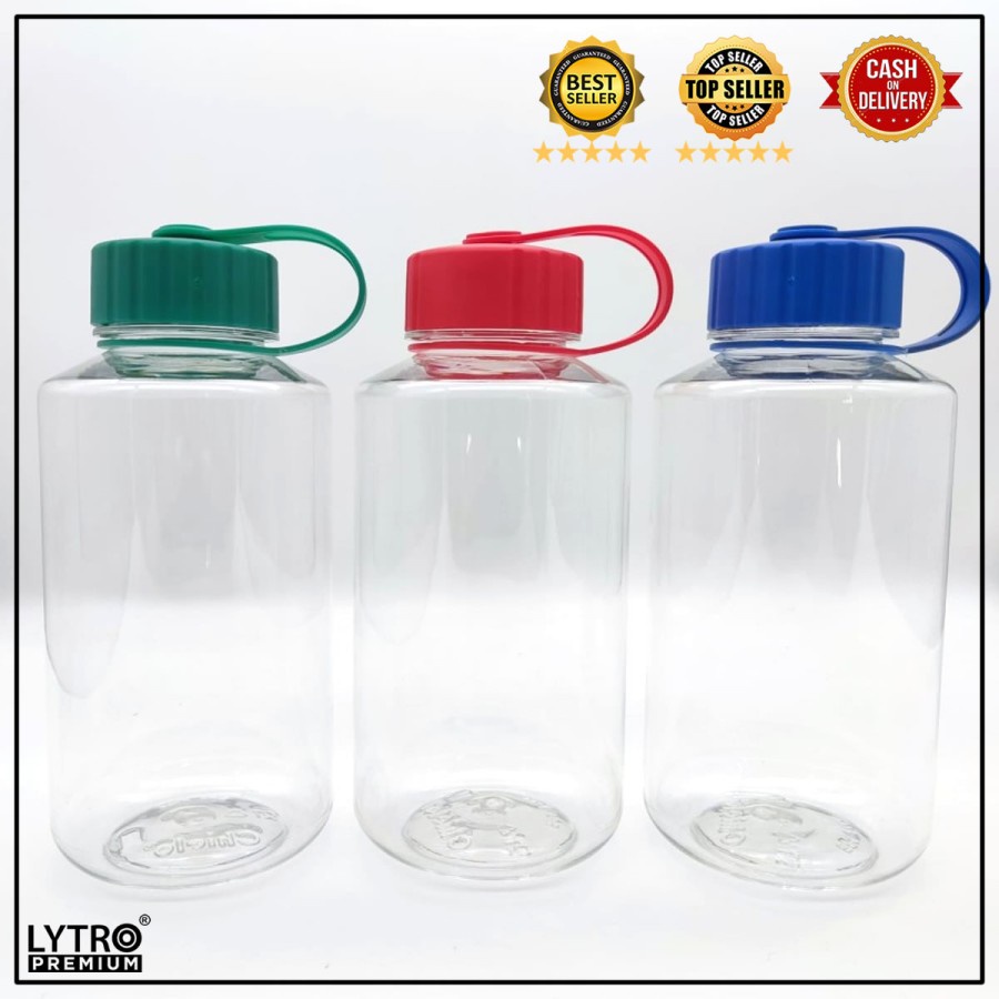 Botol Minum Anak & Dewasa 1 Liter  Lucu - Bening Polos - Botol Minum Mirip Starbucks Aesthetic