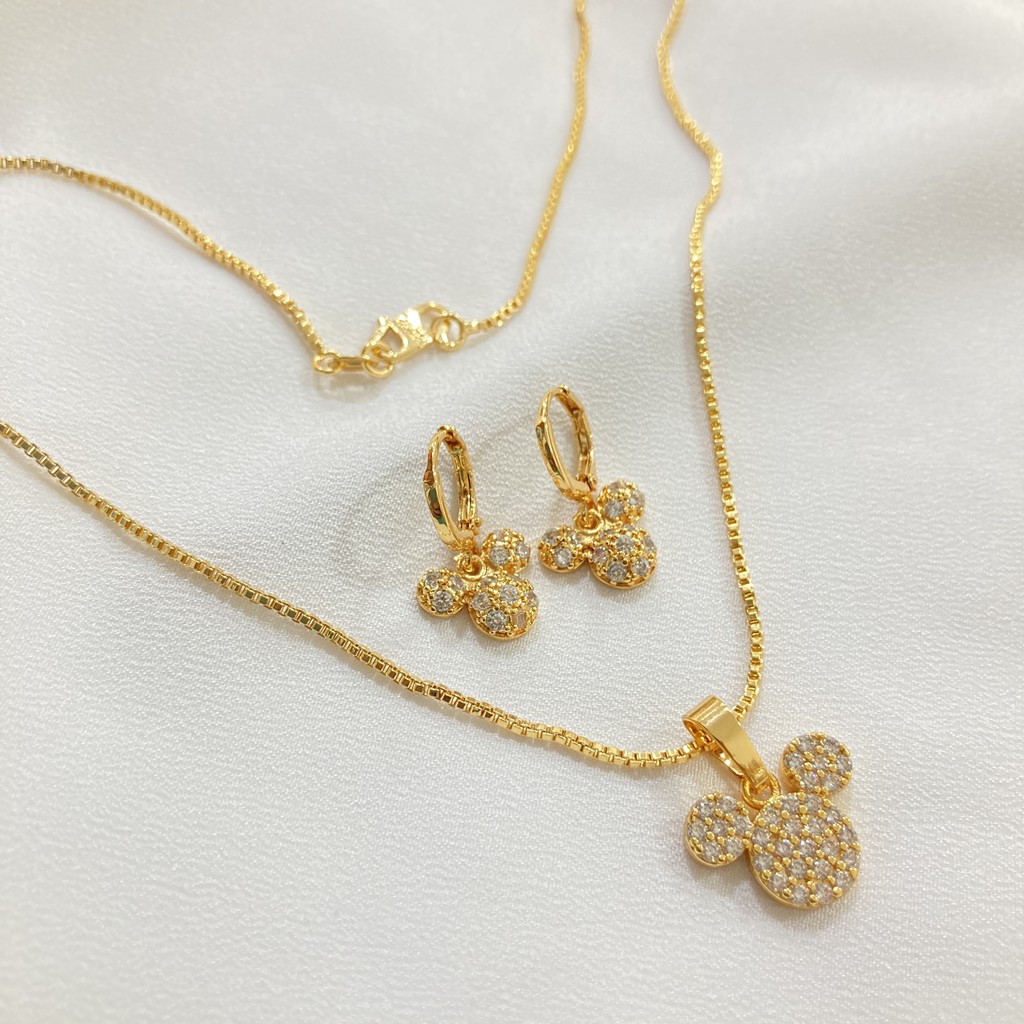 Set Perhiasan Kalung Anting Gelang Cincin Nuri / Milano