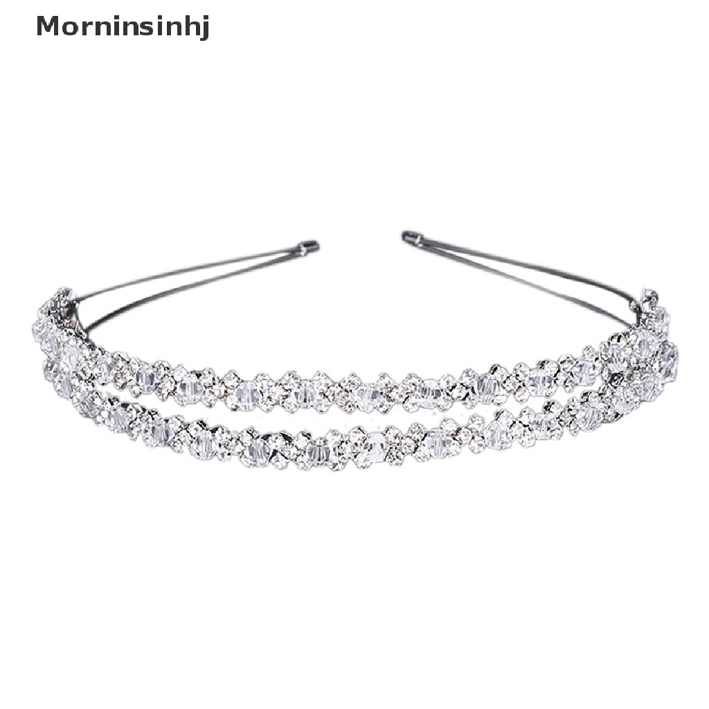 Mornin Bride Headband Tiara Mahkota Pengantin Handmade Kristal Double Layer Wedding Hairband