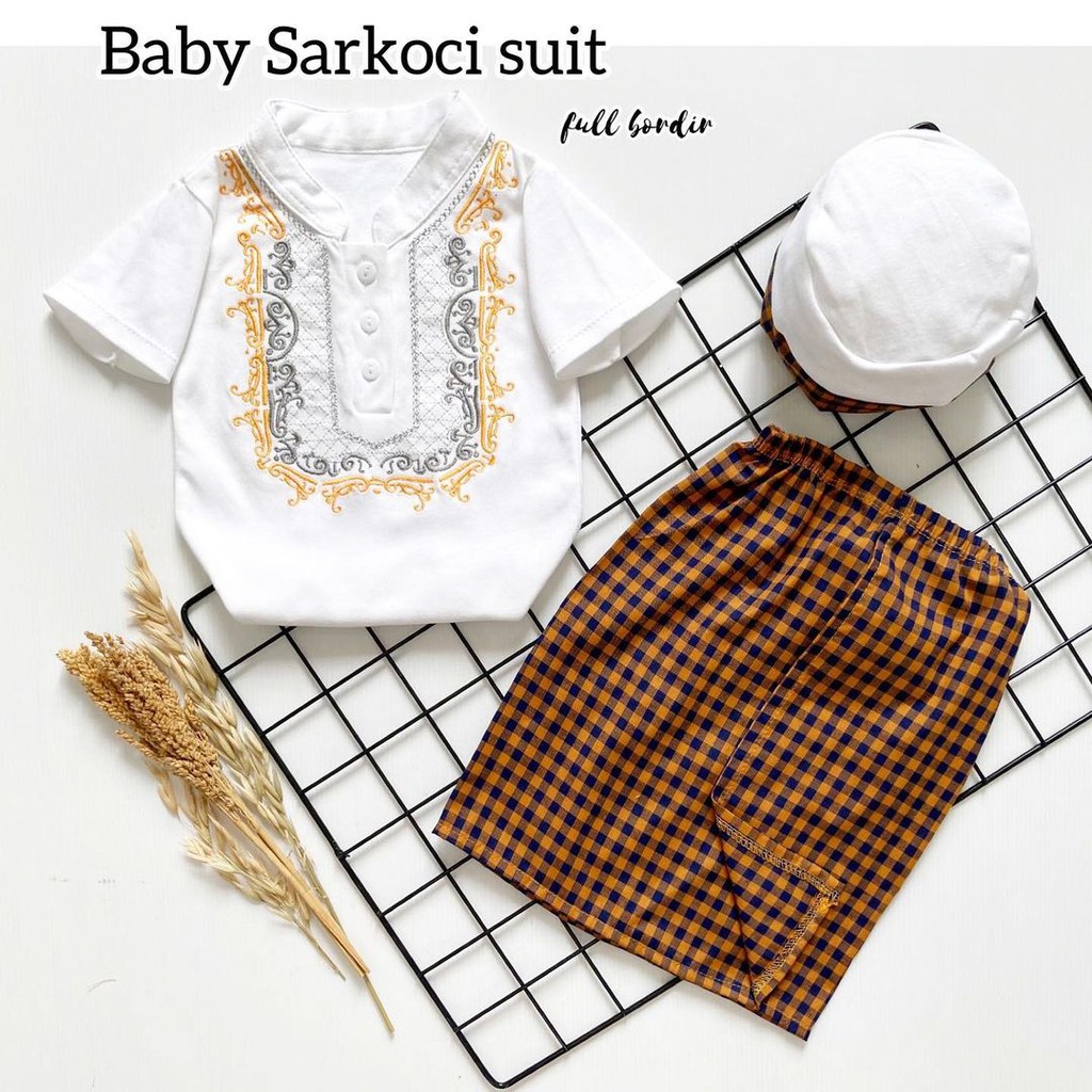 SERTIFIKASI SNI Baby Koko Jubah Arab Pakistan Gamis SARKOCI / BAIQ set Setelan Muslim Baju Koko Peci Celana Anak Bayi aqiqah Terlaris Terbaru Lucu Murah