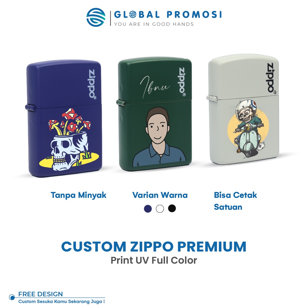 Zippo Premium Custom Print UV Full Warna Gradasi Souvenir/Promosi/Hadiah Design Suka2