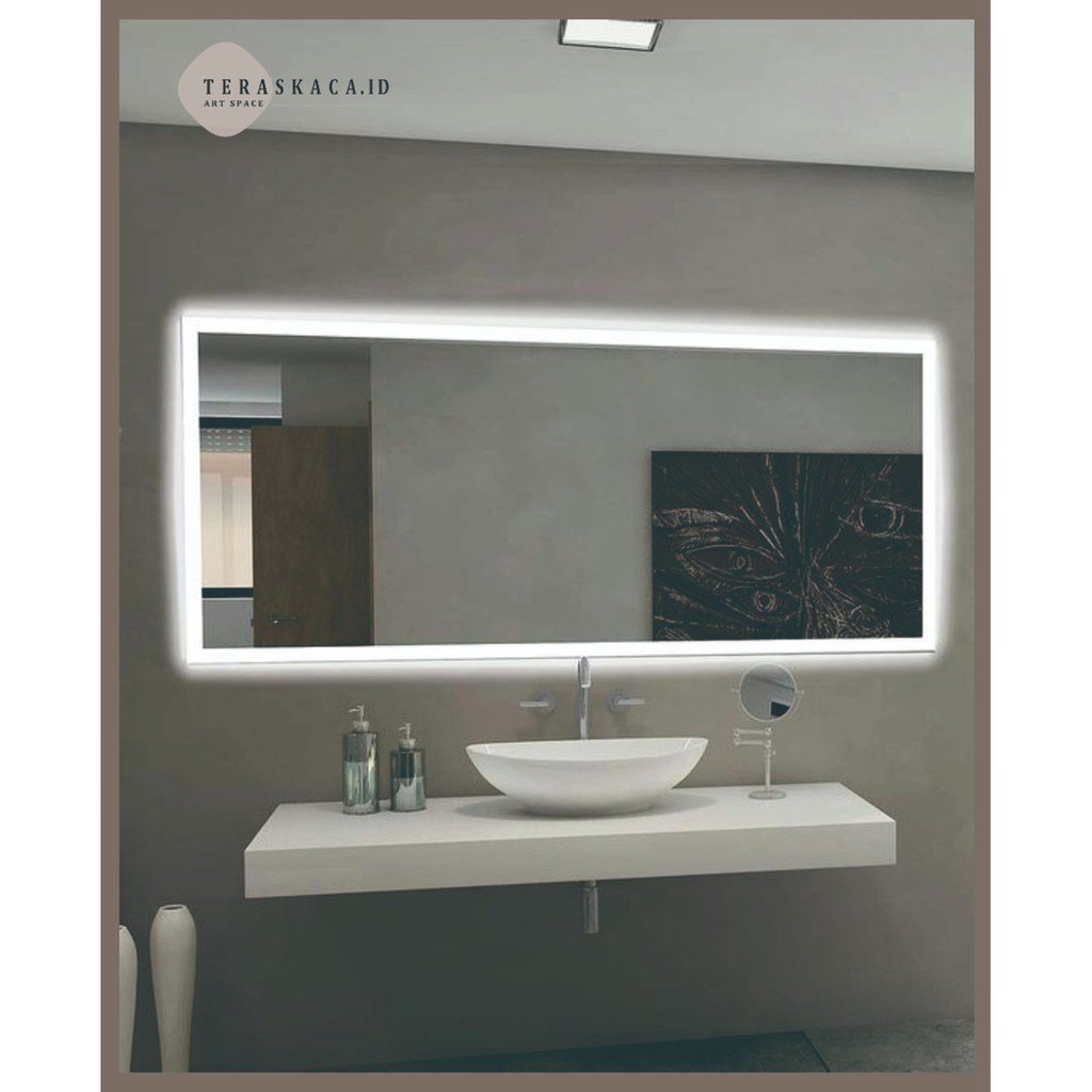 Jual Kaca Cermin Dinding LED persegi Cermin Kamar mandi Cermin Wastafel