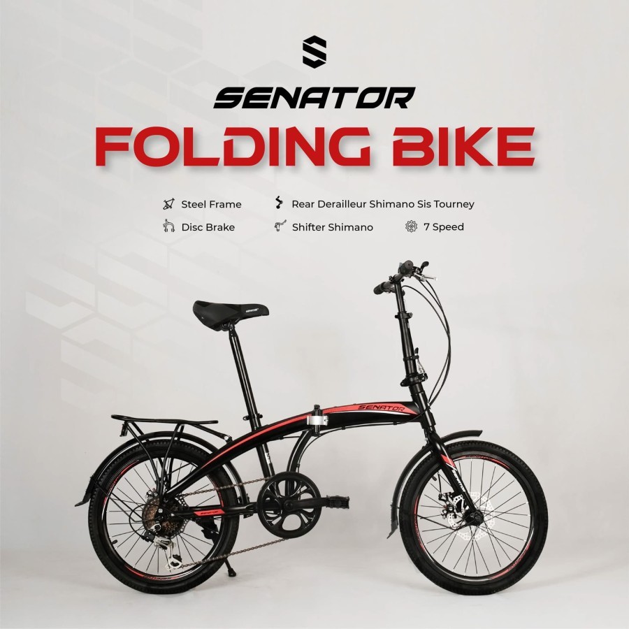 sepeda lipat Senator 20 inch folding bike disc brake