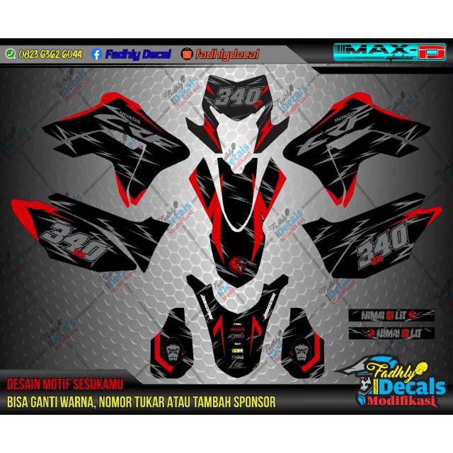 Decal crf merah abu keren