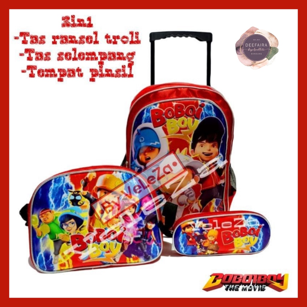 Tas Ransel Troli Anak Laki Laki Model B0bo1boy Paket 3 In 1 Tas Sekolah Anak Tk Dan Sd