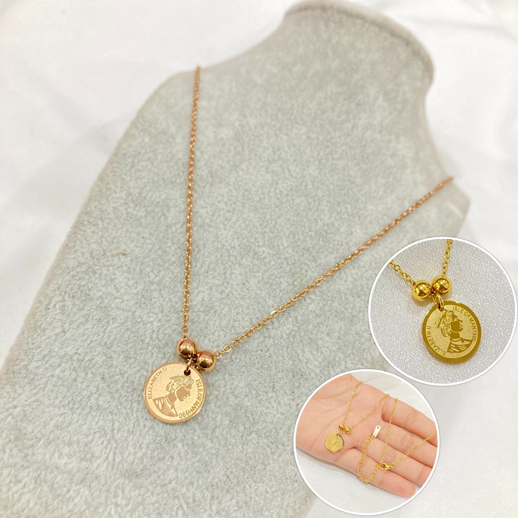 Kalung Simple Titanium Wanita / Anak Warna Rose Gold L21C