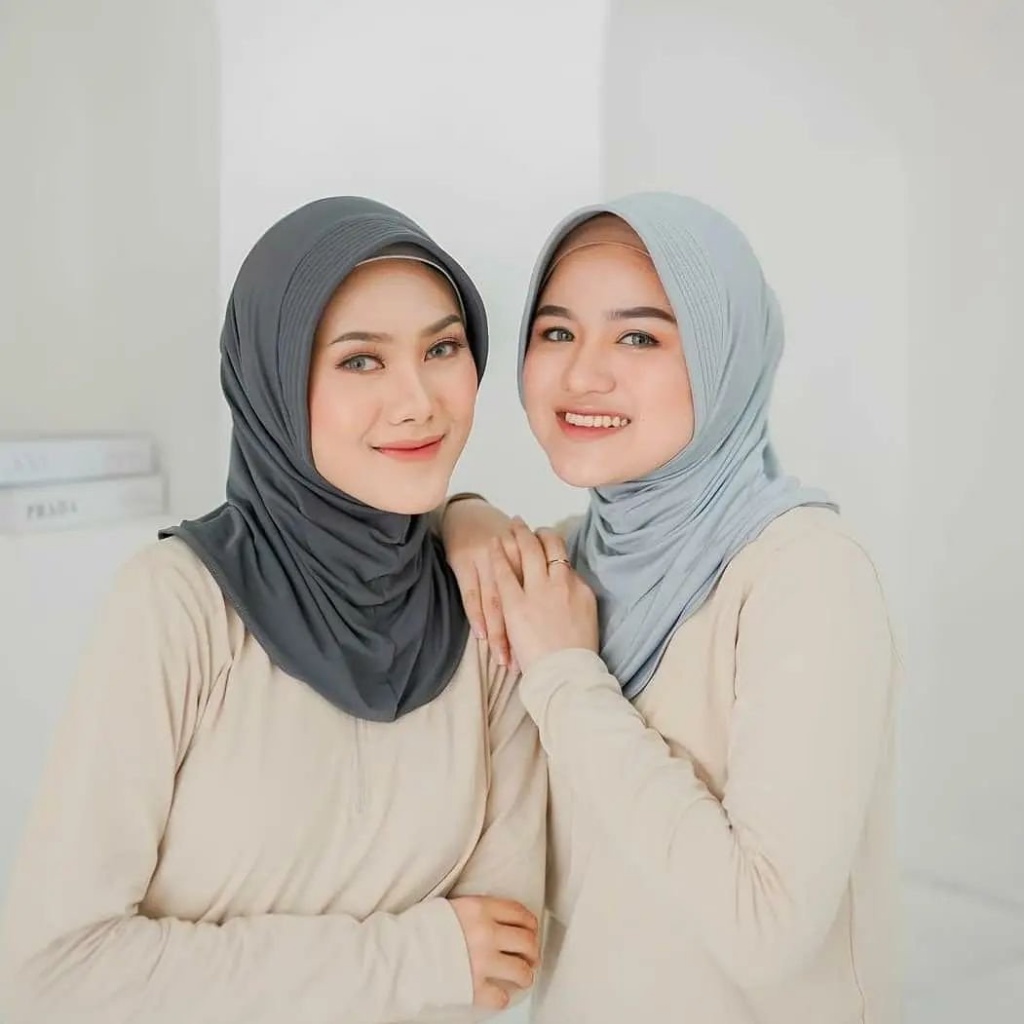 MALAYU HIJAB Kerudung Krudung Hijab Jilbab Bergo Olahraga Sport Sporty Volly Wanita Muslim Bahan Jersey Zoya Premium Korea Murah Instan Instant Syari Warna Putih-5