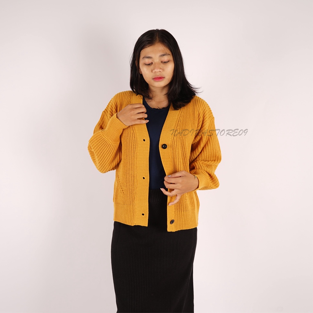 CARDIGAN RAJUT KANCING CORAK PREMIUM