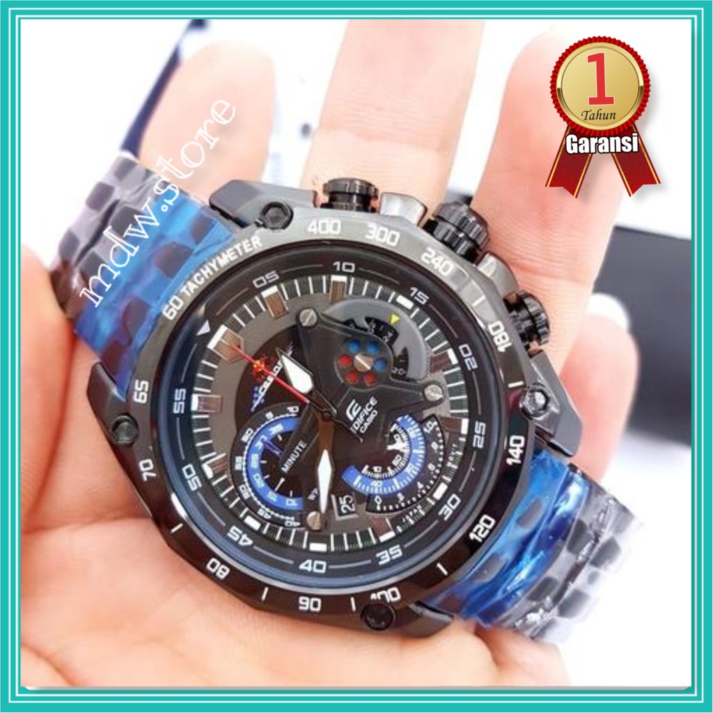 Casio Edifice EF 550 EF550 Black Blue Jam Tangan Pria