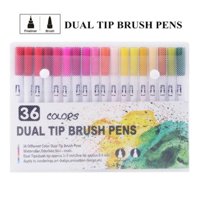 

36 PCS DUAL TIP BRUSH MARKER SET AND PEN MARKER FOR ART DESIGNER